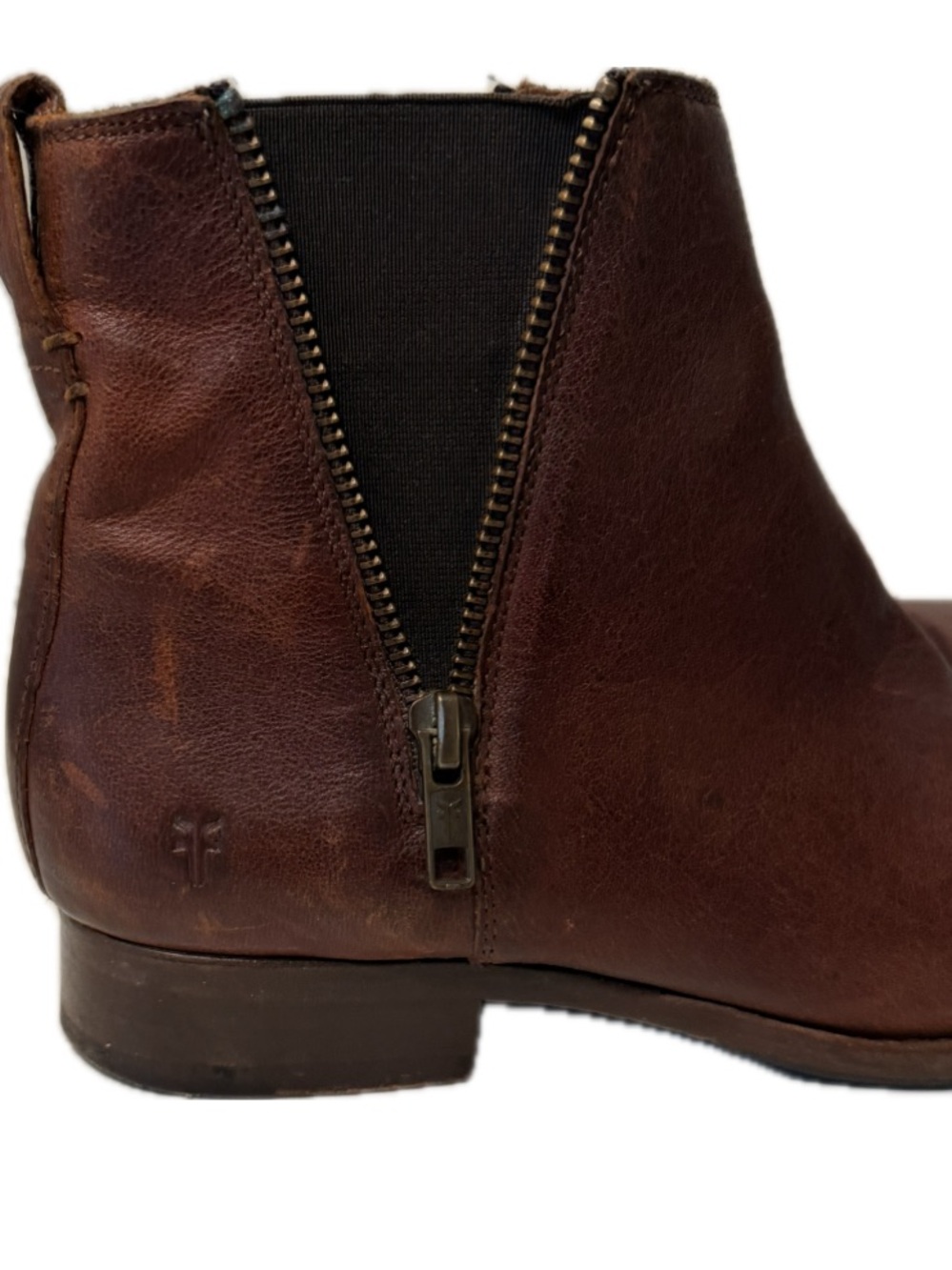 Frye Brown Leather Side-Zip Ankle Bootie